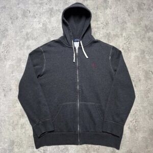 Polo Ralph Lauren Hoodie‎ Mens 2XL Gray Long Sleeve Full Zip Fleece Heavy
